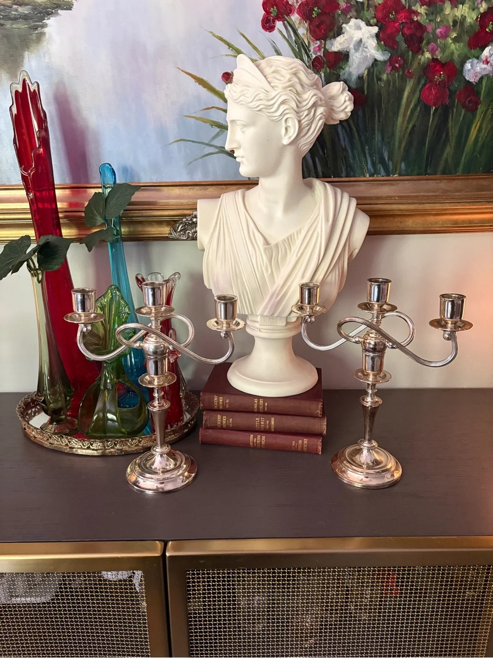 Oneida vintage 3-arm candelabra convertible silver plated- set of 2